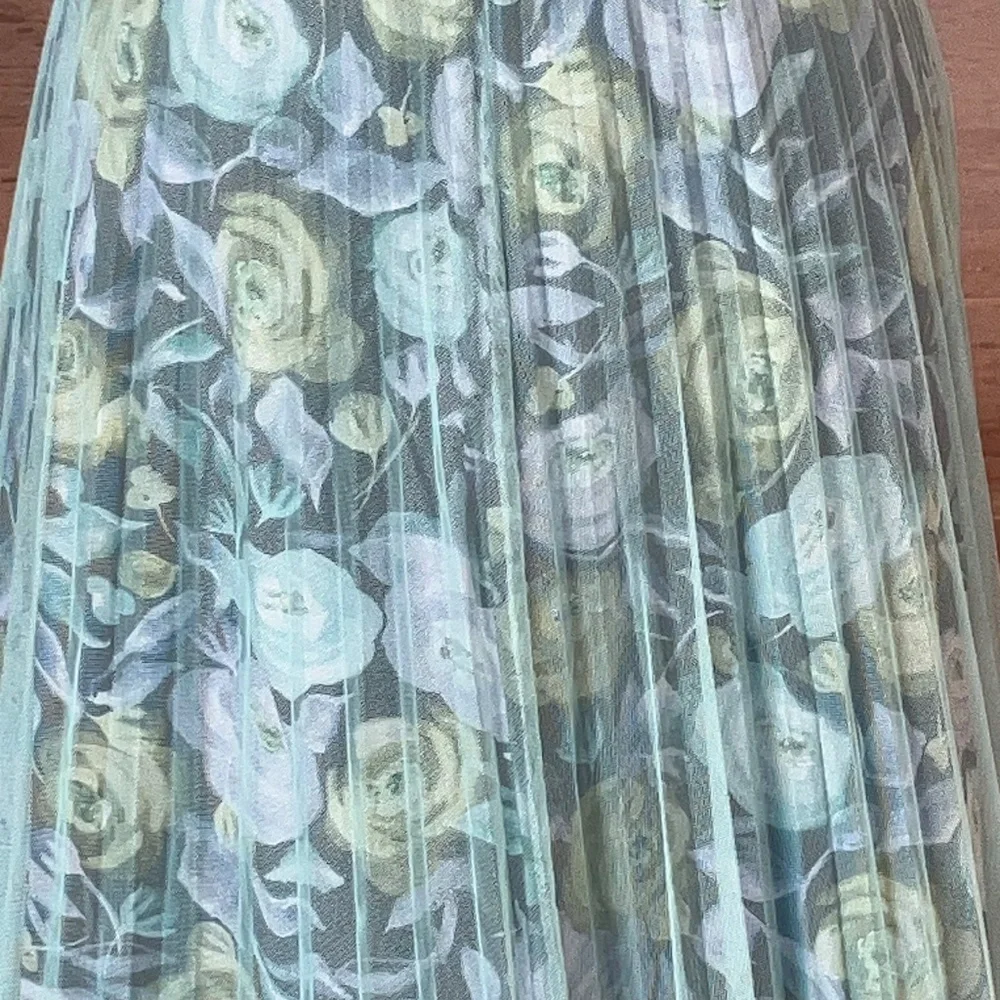 Burberry London, silk and sheer overlay skirt